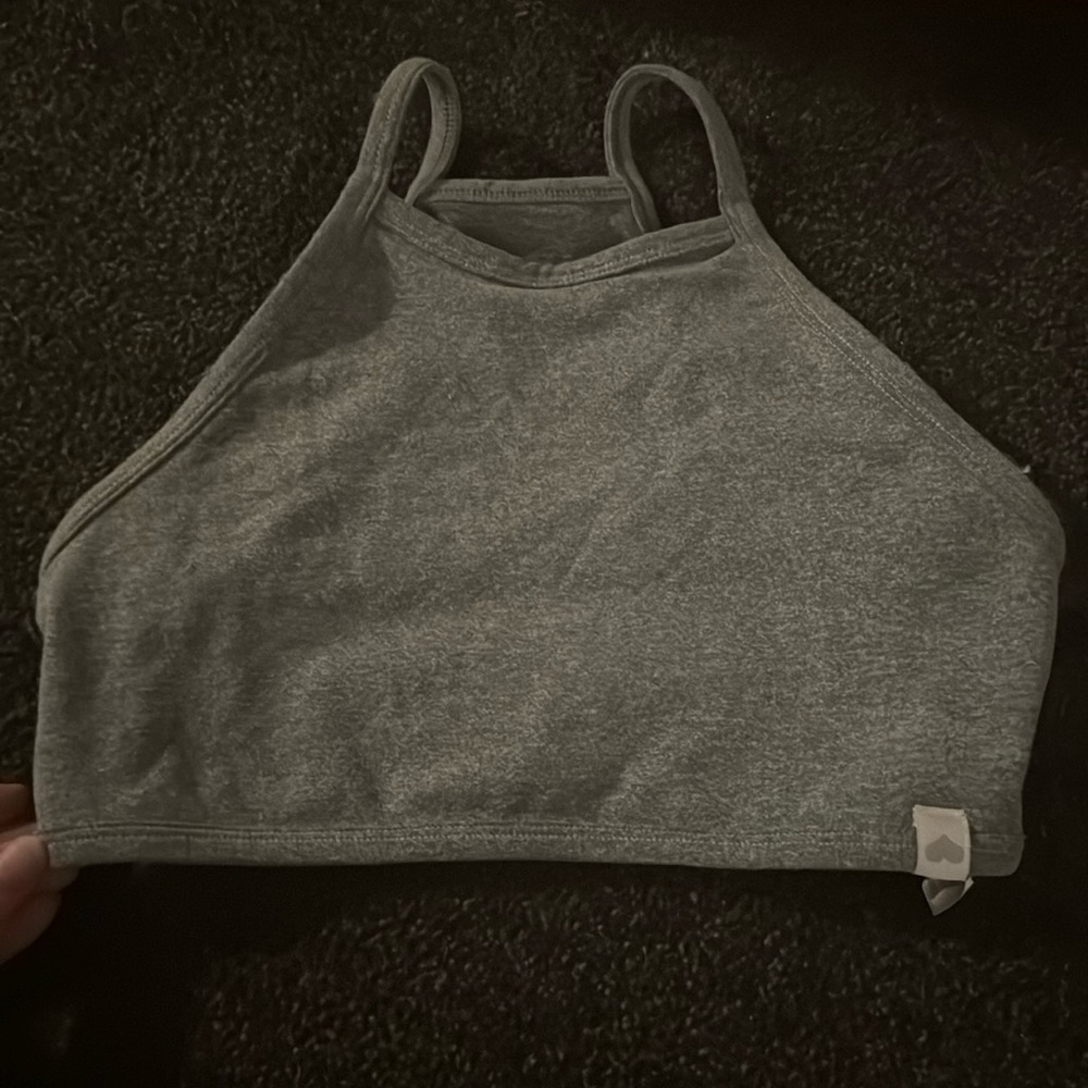 HALTER SPANDEX TOP HEATHER GREY